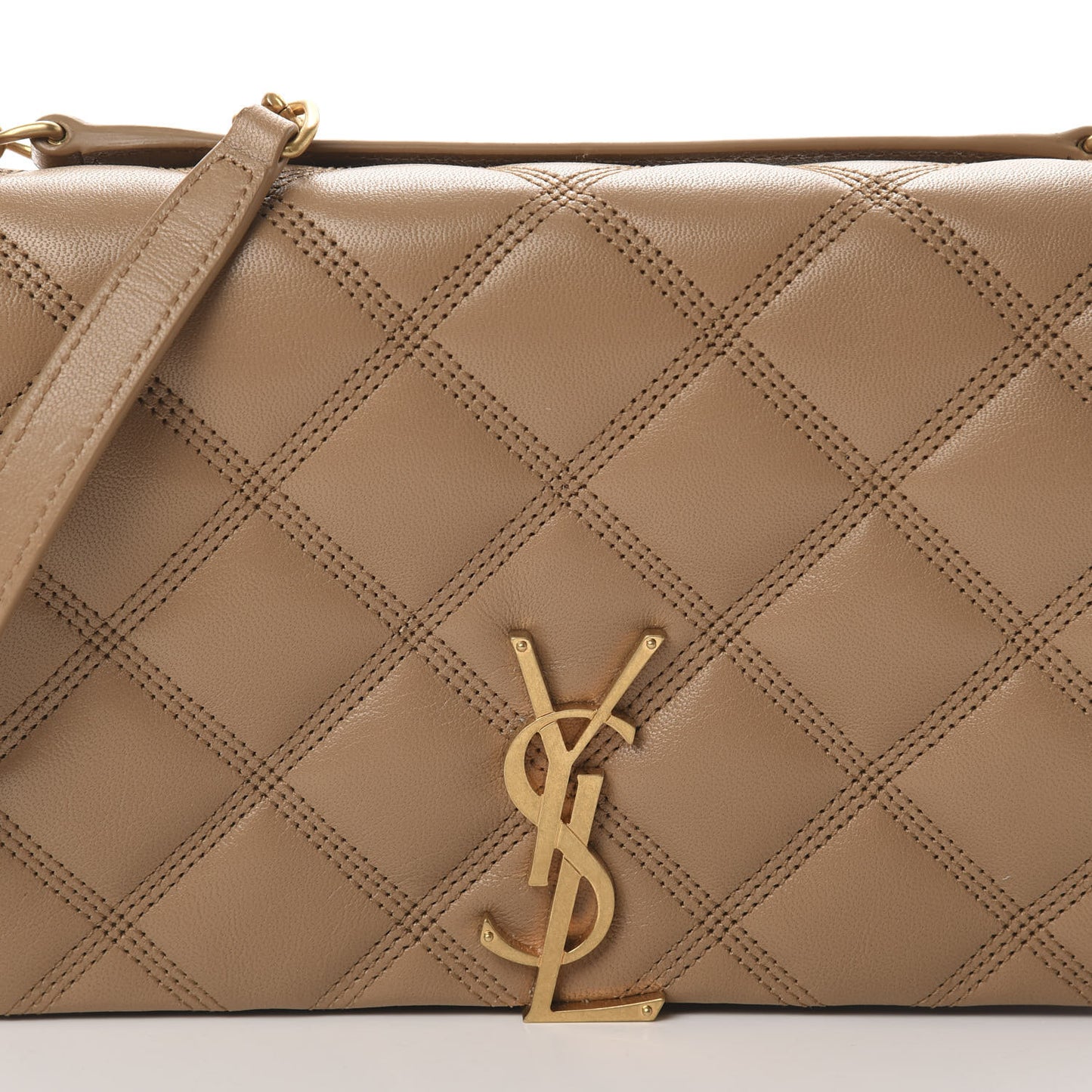 Lambskin Diamond Quilted Becky Chain Wallet Gold Sand