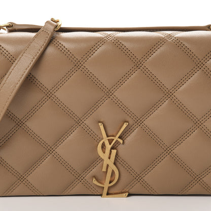 Saint Laurent Lambskin Diamond Quilted Becky Chain Wallet Gold Sand 8 of 10