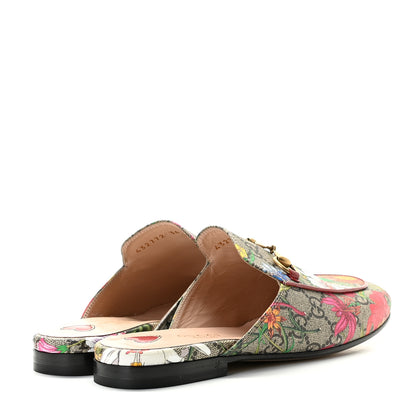 Gucci GG Supreme Monogram Flora Womens Princetown Slippers 36 Beige Ebony Multicolor Rosso 3 of 9
