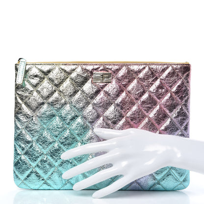 Chanel Metallic Goatskin Quilted Medium 2.55 Reissue Cosmetic Case Multicolor 2 of 7