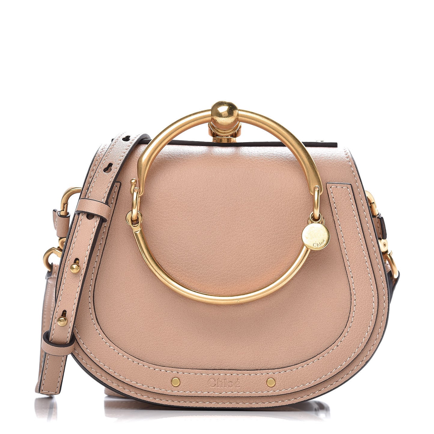 Calfskin Suede Small Nile Bracelet Bag Biscotti Beige