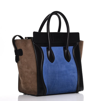 Celine Nubuck Smooth Calfskin Mini Tri-Color Luggage Royal Blue 3 of 8