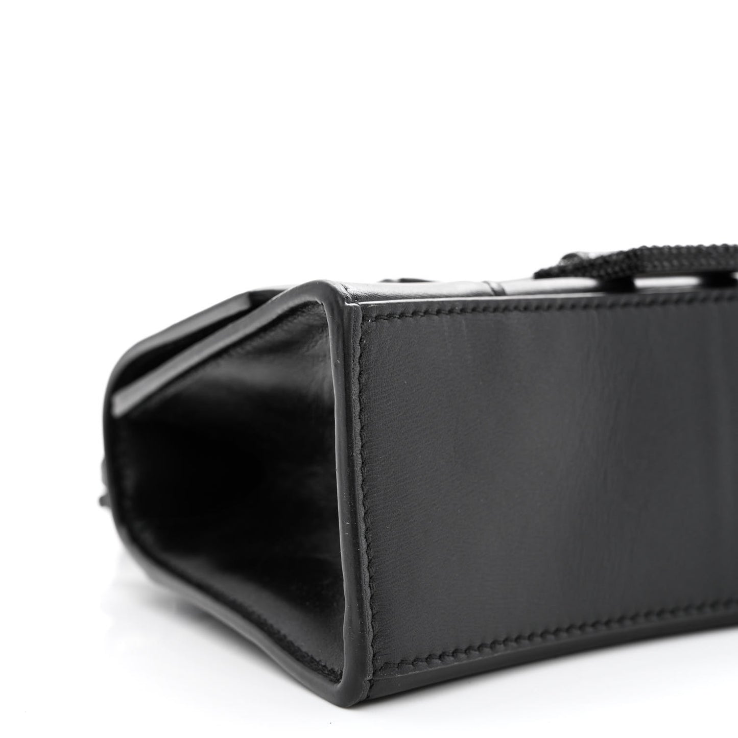 Shiny Box Calfskin Strass Hourglass Top Handle Bag XS Black