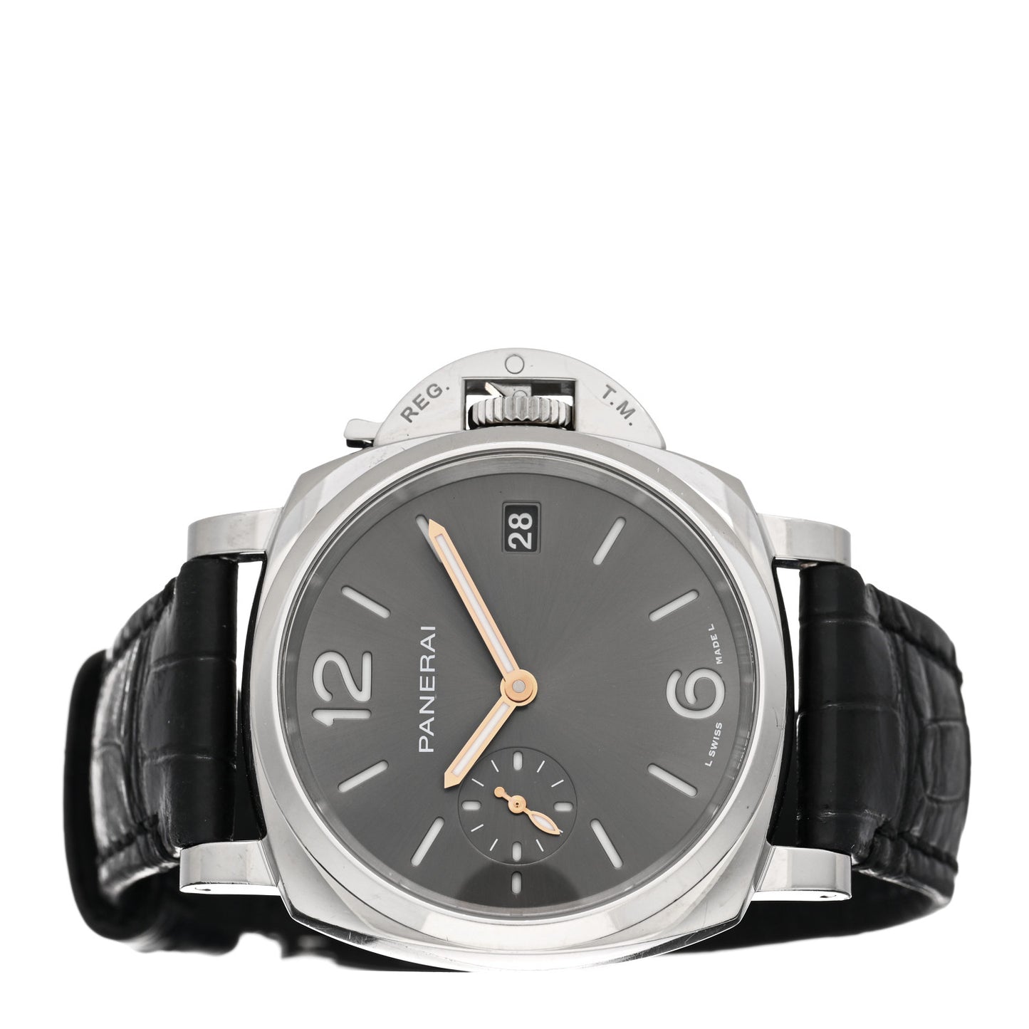 Stainless Steel Alligator 38mm Luminor Automatic Watch Grey PAM01247