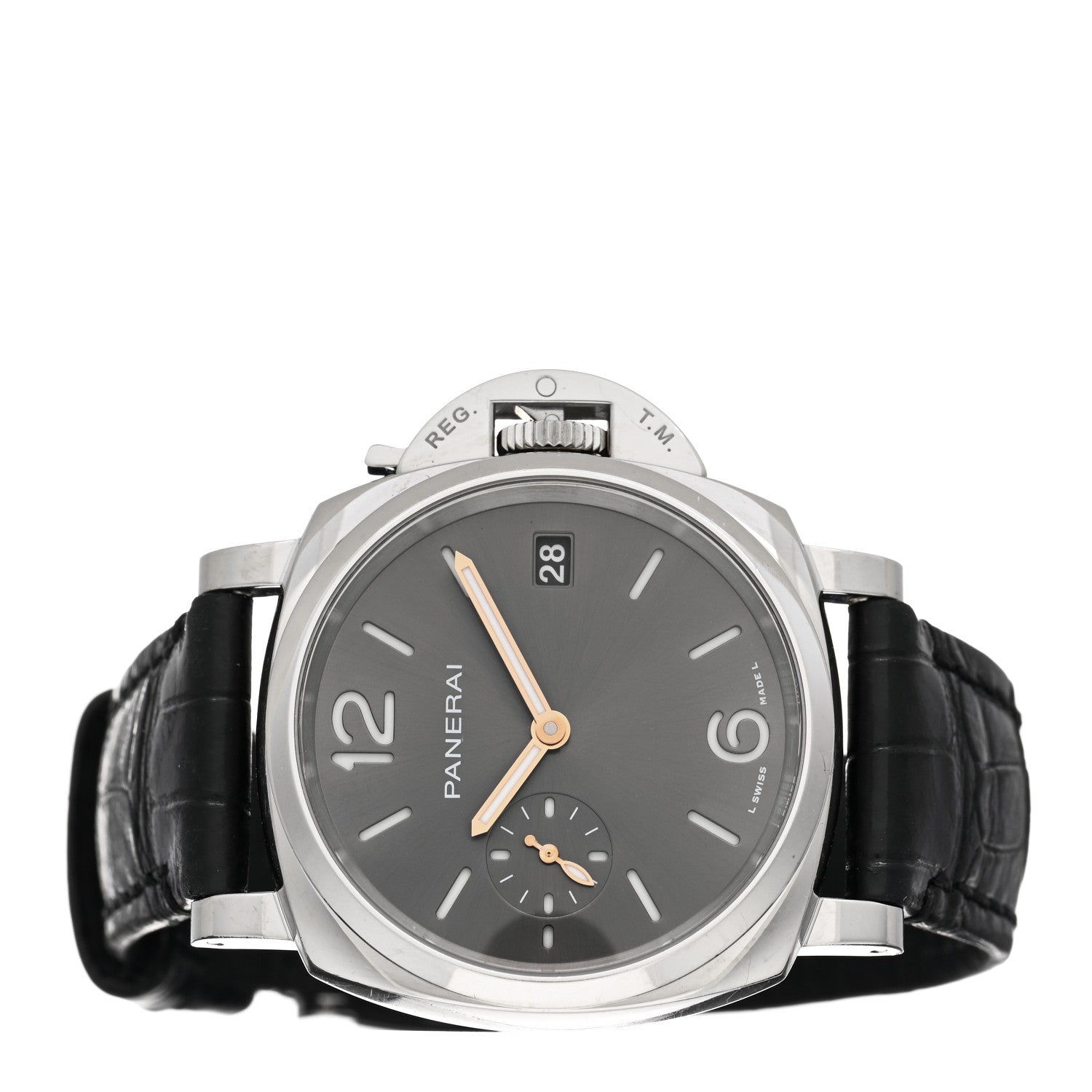 Panerai Stainless Steel Alligator 38mm Luminor Automatic Watch Grey PAM01247 2 of 4