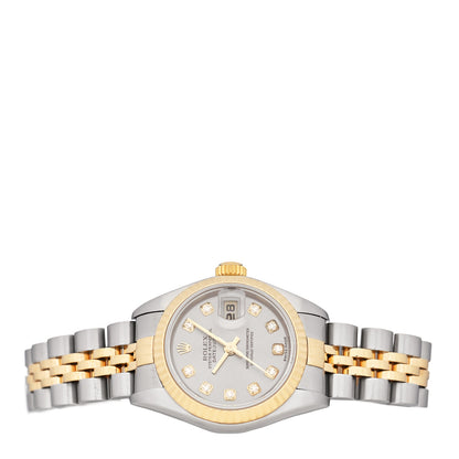 Rolex Stainless Steel 18K Yellow Gold Diamond 26mm Oyster Perpetual Datejust Watch Silver 79173 2 of 4
