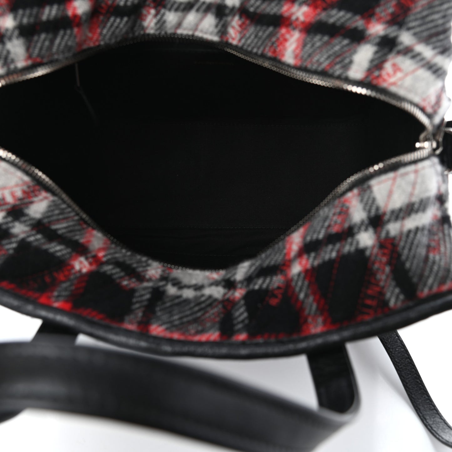 Wool Cuir Arena Plaid Diagonal Allover Logo Matelasse S Bazar Shopper Tote Black White Red