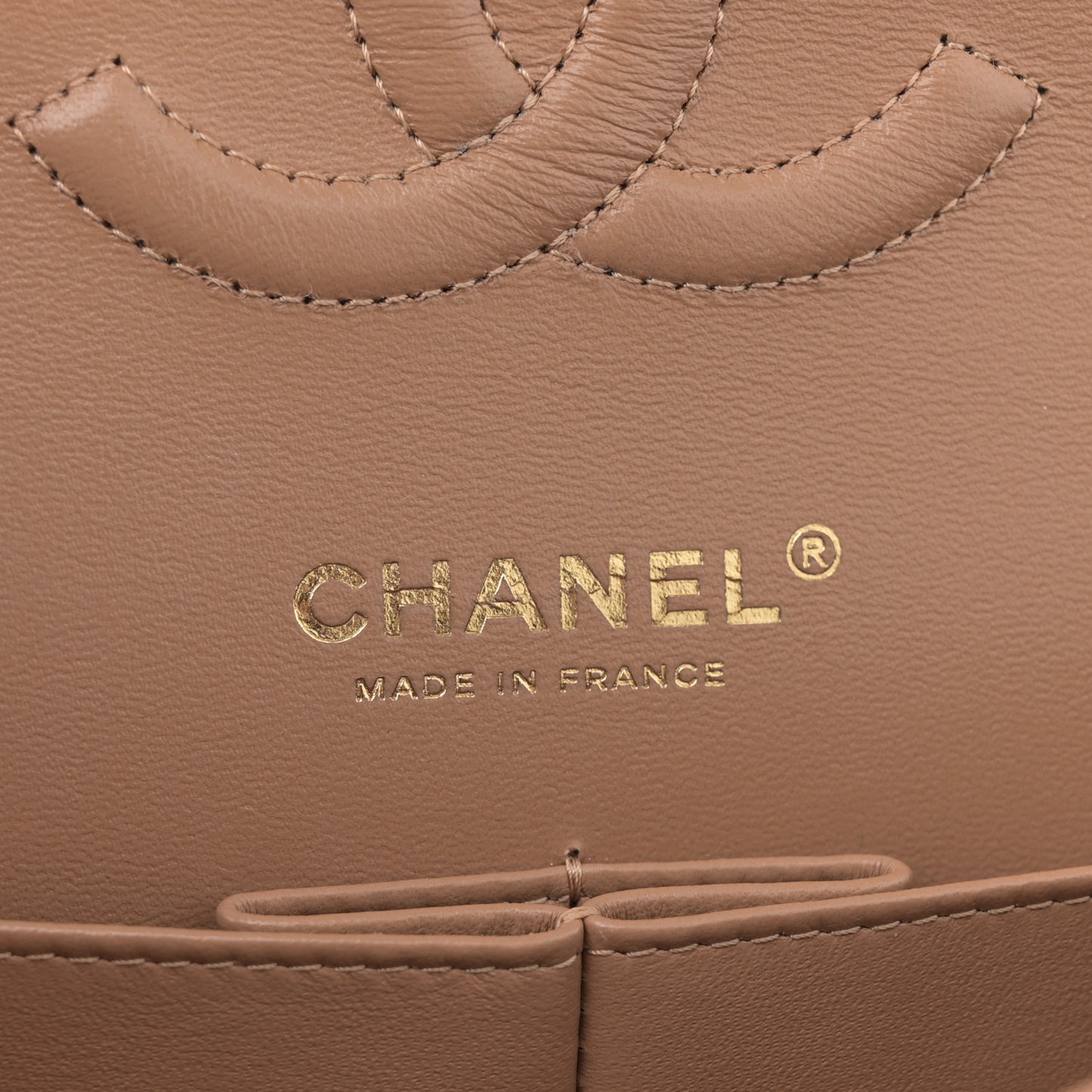 Caviar Quilted Medium Double Flap Dark Beige