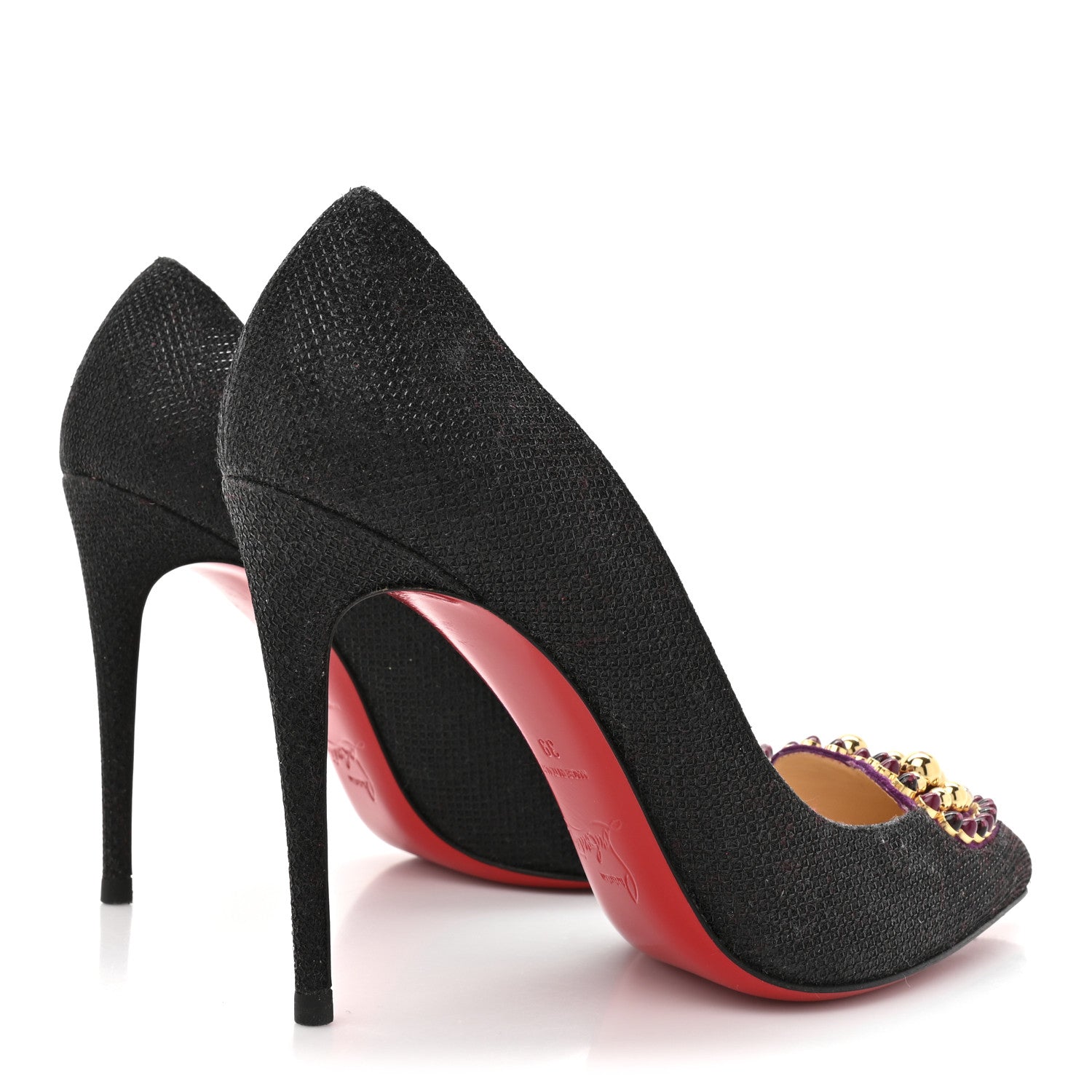 Christian Louboutin Glitter Tisse Veau Velours Coralta Mia 100 Pumps 39 Version Black 5 of 10