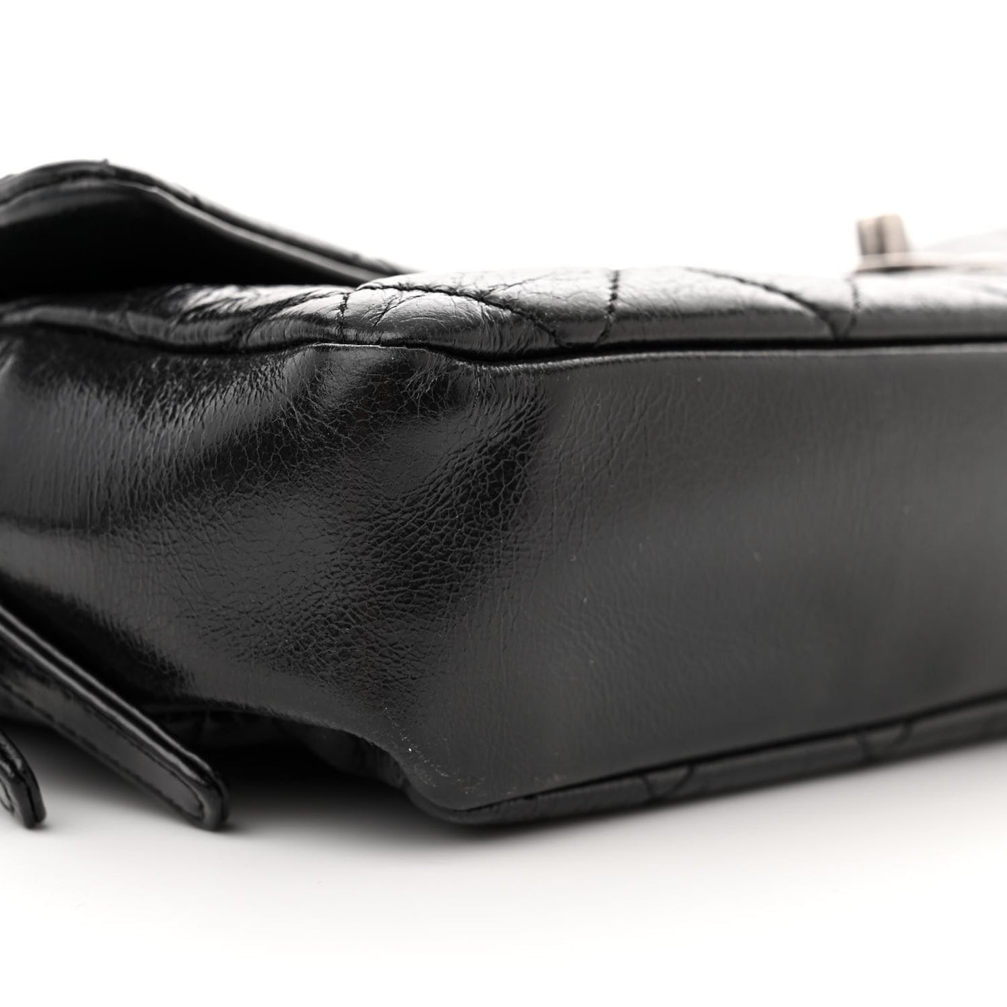 Glazed Calfskin Quilted Medium Duo Color Flap Black
