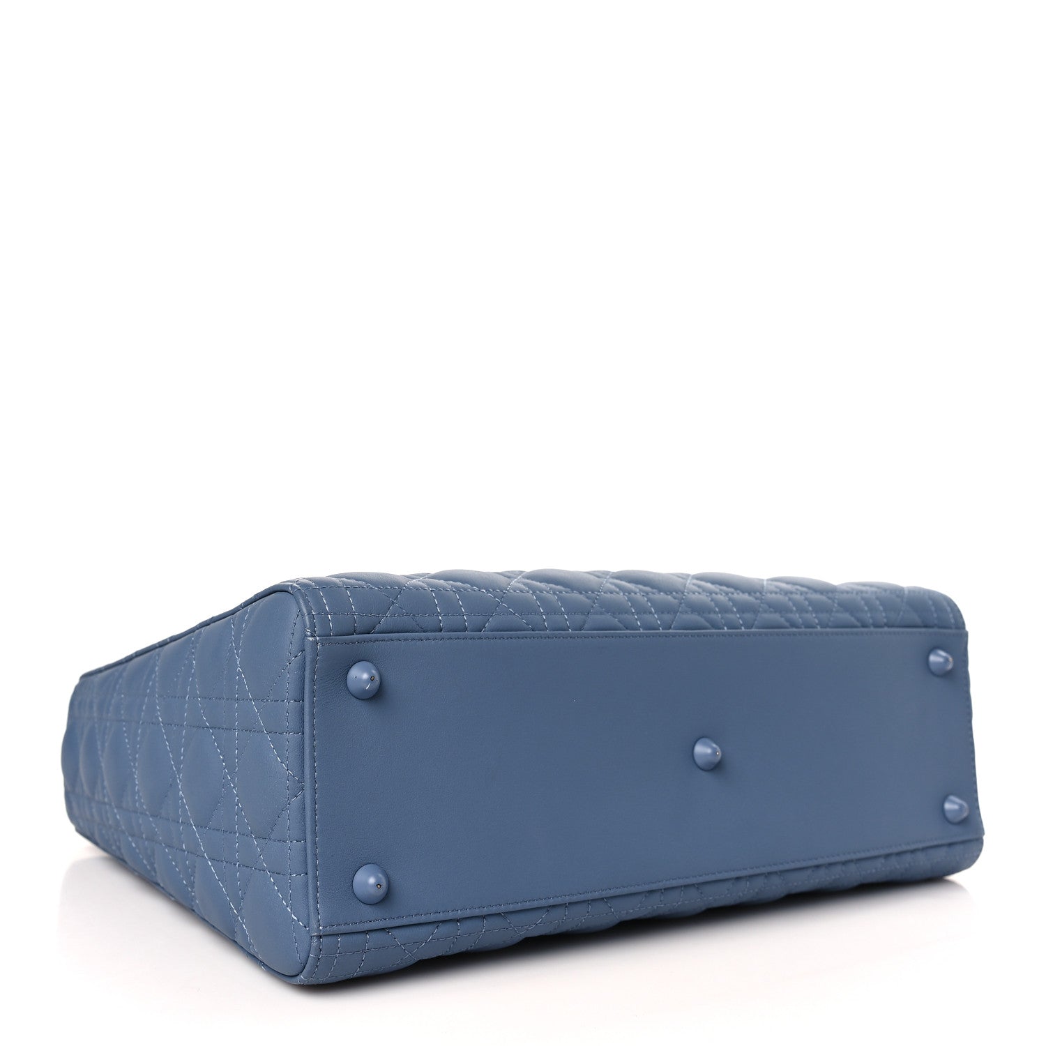Christian Dior Ultra Matte Calfskin Cannage Large Lady Dior Denim Blue 4 of 9