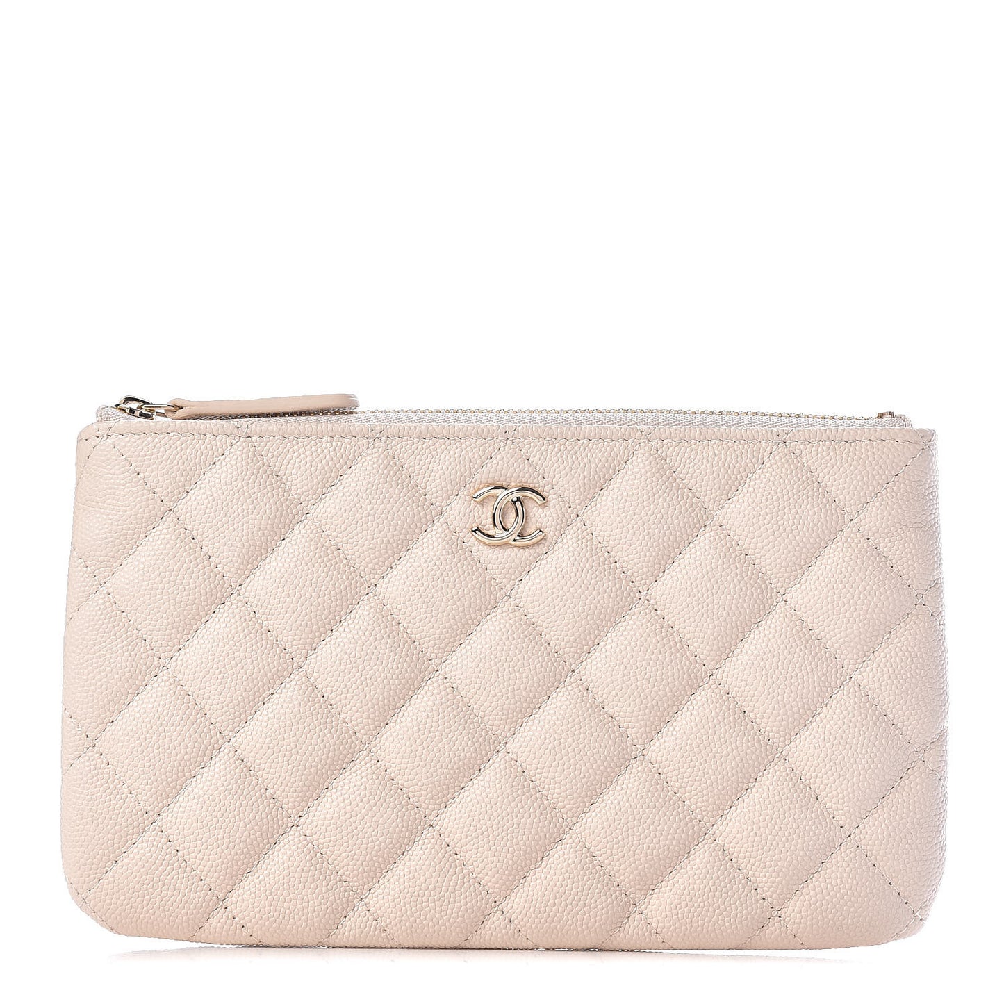 Caviar Quilted Medium Cosmetic Case Light Beige