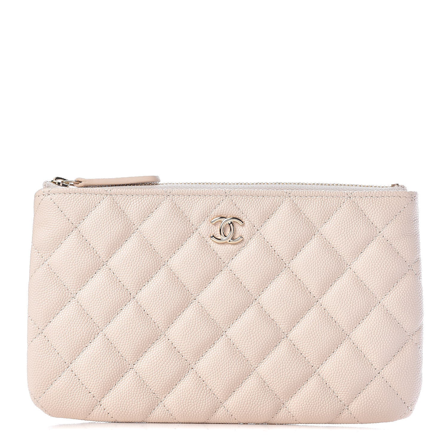 Chanel Caviar Quilted Medium Cosmetic Case Light Beige 1 of 8