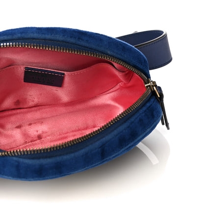 Gucci Velvet Matelasse GG Marmont Belt Bag 85 34 Cobalt Blue 5 of 13