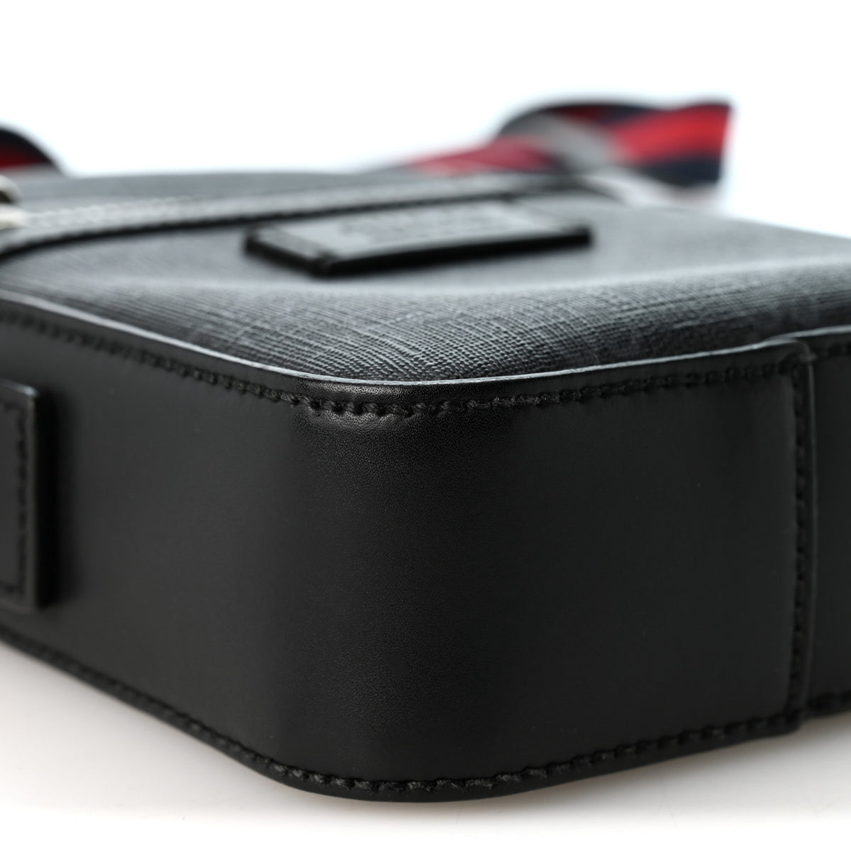 Gucci GG Supreme Monogram Appia Calfskin Web Small Camera Messenger Bag Black Grey 9 of 10