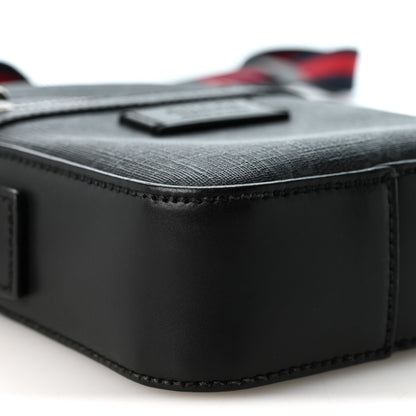 Gucci GG Supreme Monogram Appia Calfskin Web Small Camera Messenger Bag Black Grey 9 of 10