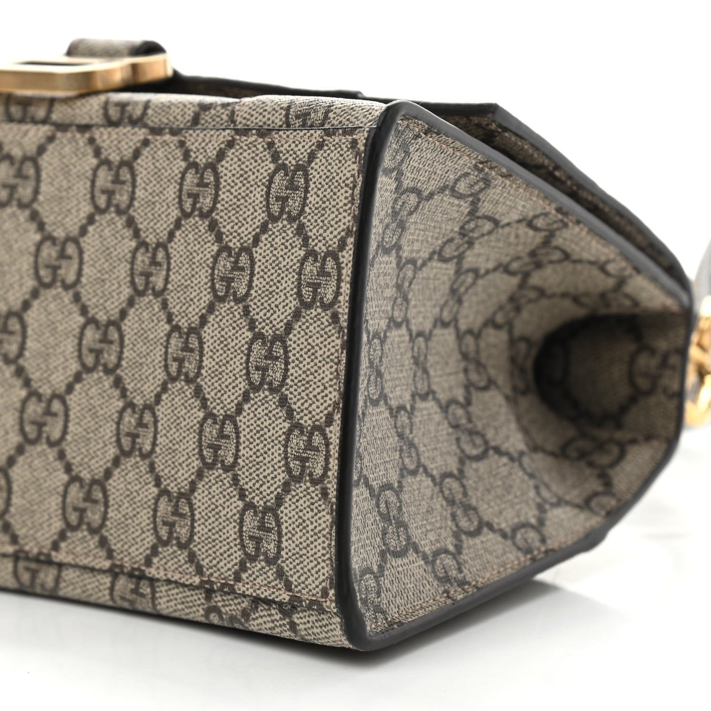 X GUCCI GG Supreme Monogram Small Hourglass Top Handle Bag Beige Ebony