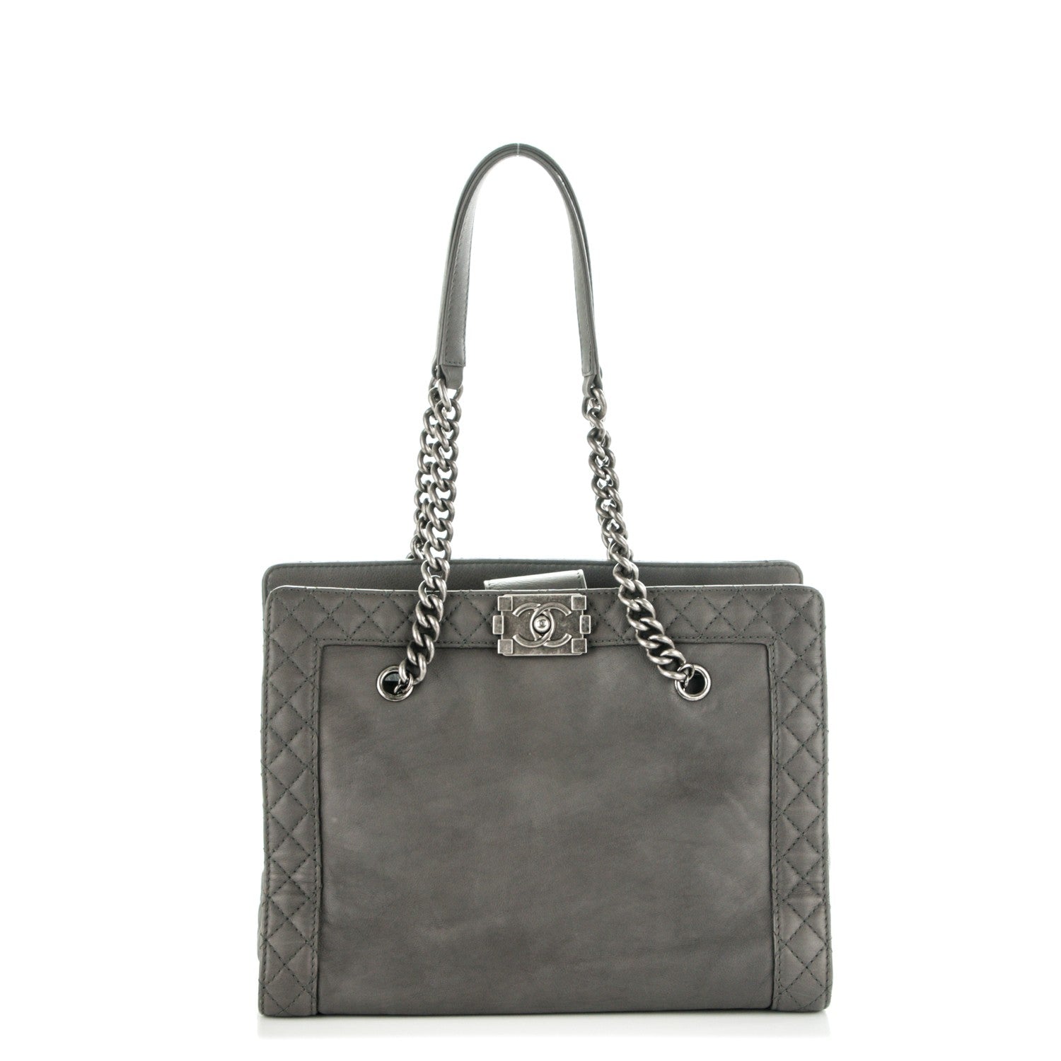 Chanel Calfskin Boy Reverso Shopping Tote Grey 1 of 7