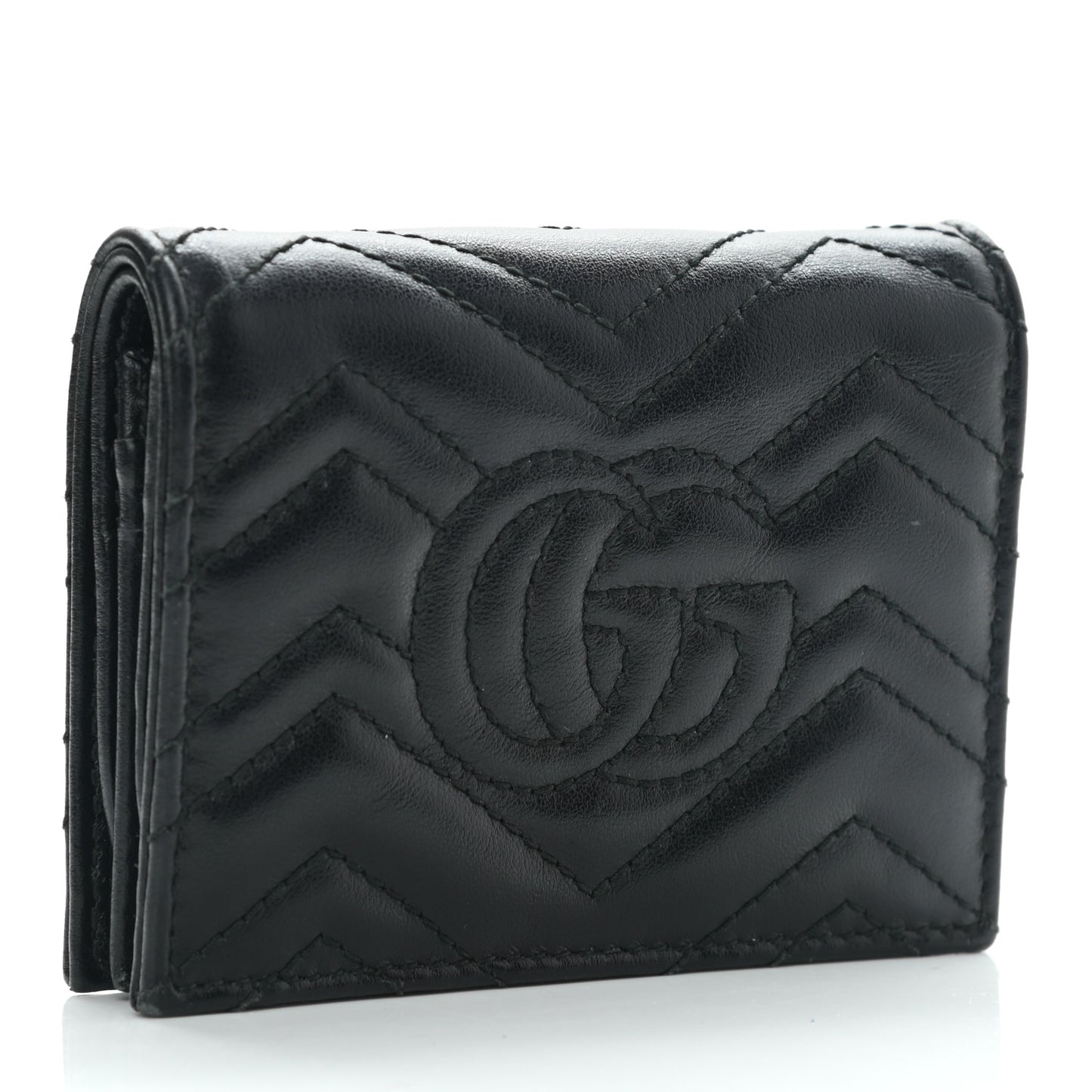 Calfskin Matelasse GG Marmont Card Case Wallet Black