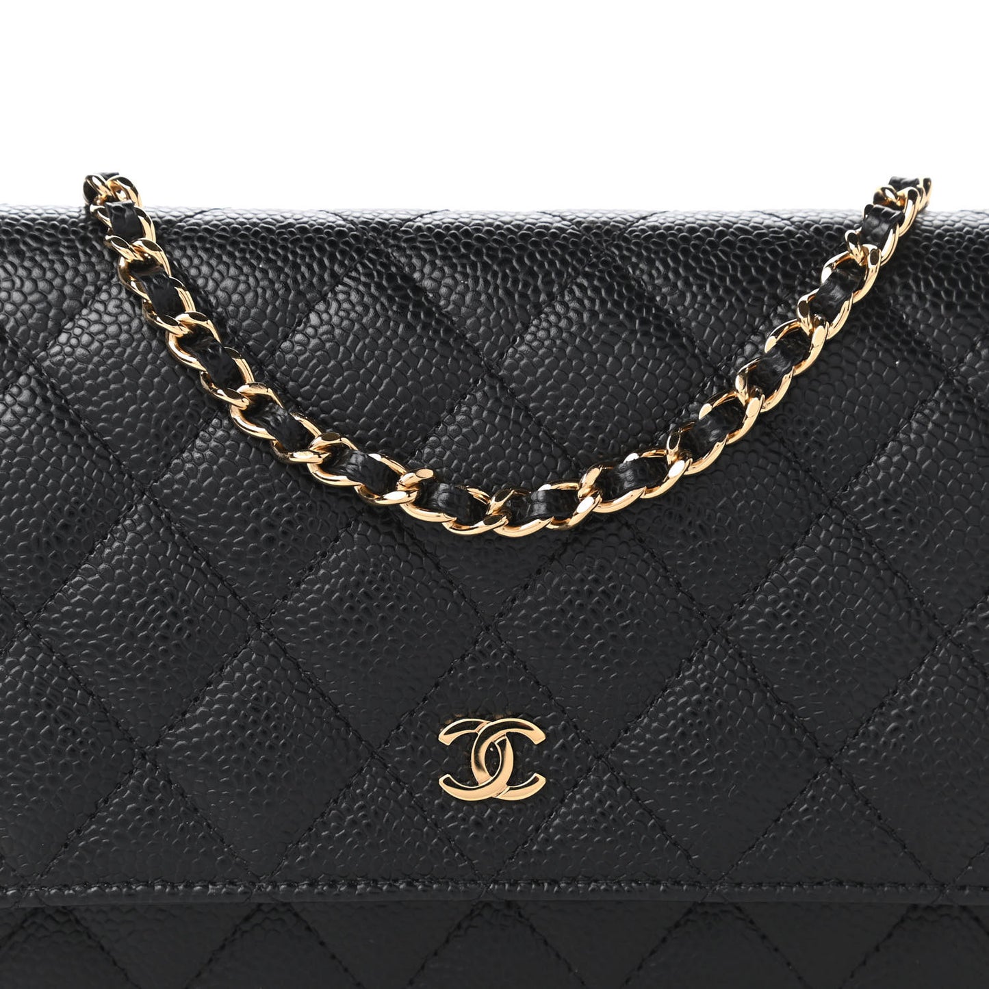 Caviar Quilted Wallet On Chain WOC Black