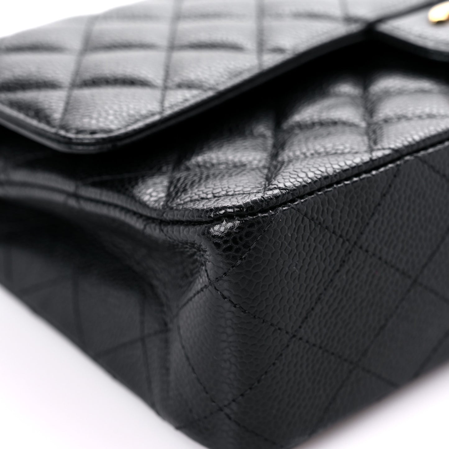Caviar Quilted Medium Double Flap Black