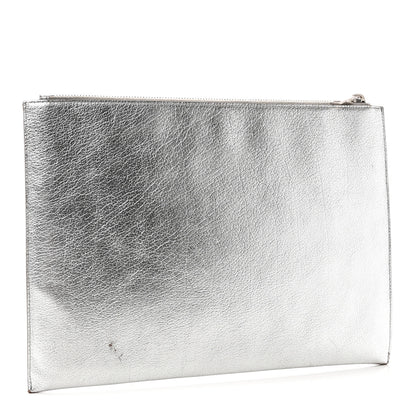 Saint Laurent Calfskin Star Rider iPad Pouch Argento 3 of 9