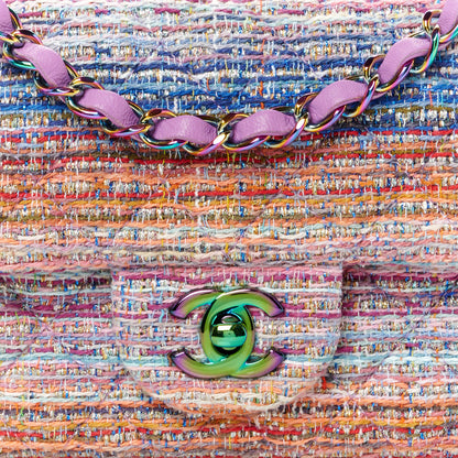 Chanel Tweed Quilted Mini Rectangular Flap Blue Pink Orange 9 of 11