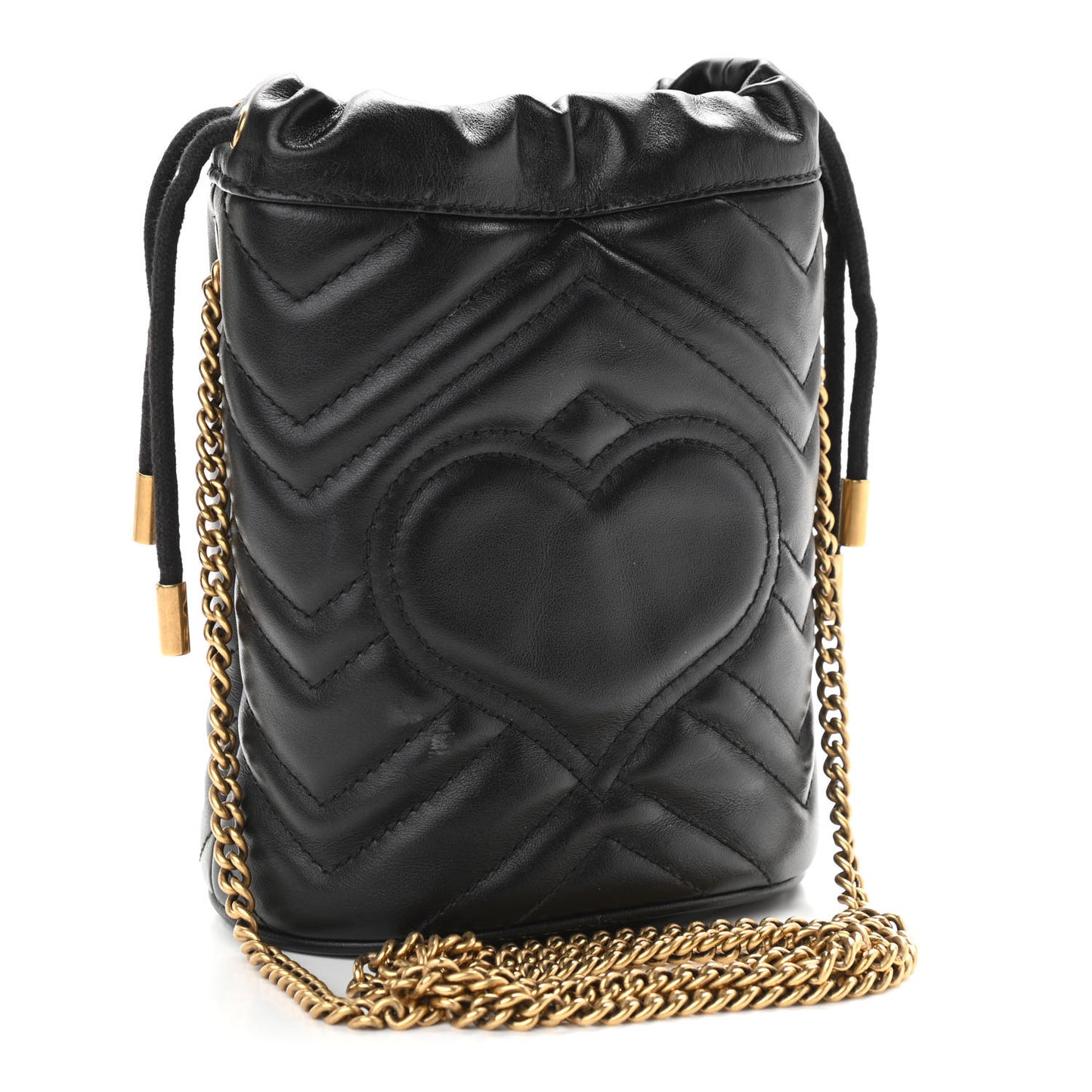 Calfskin Matelasse Mini GG Marmont 2.0 Bucket Bag Black