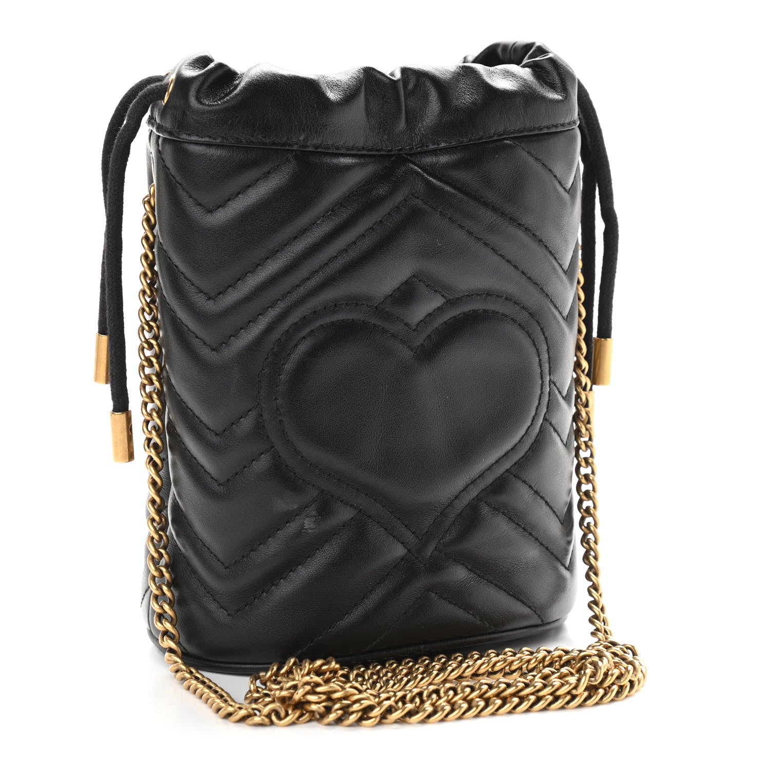 Gucci Calfskin Matelasse Mini GG Marmont 2.0 Bucket Bag Black 3 of 12