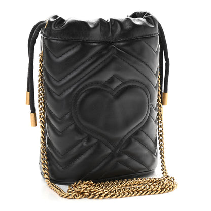 Gucci Calfskin Matelasse Mini GG Marmont 2.0 Bucket Bag Black 3 of 12