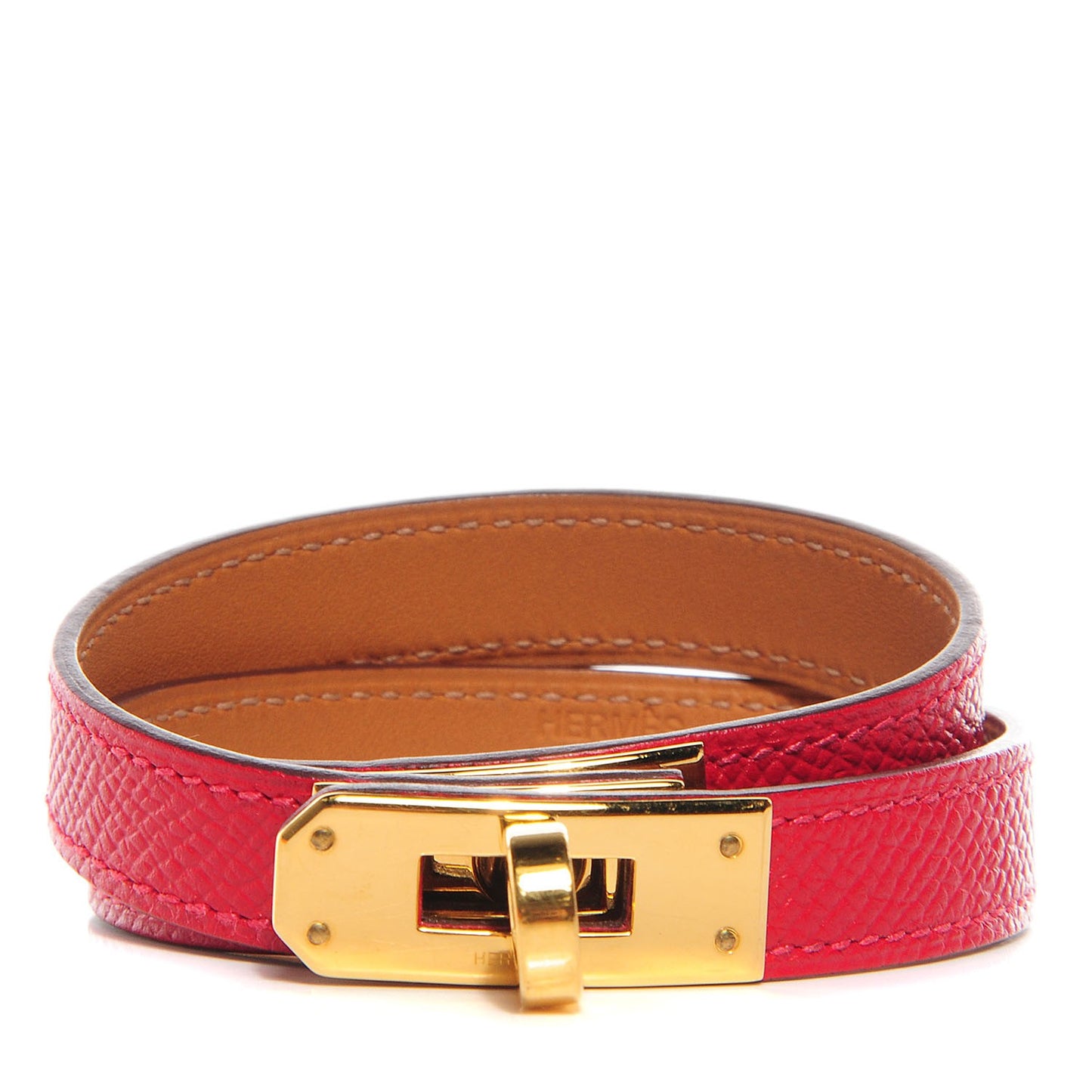 Epsom Kelly Double Tour Bracelet M Rouge Casaque