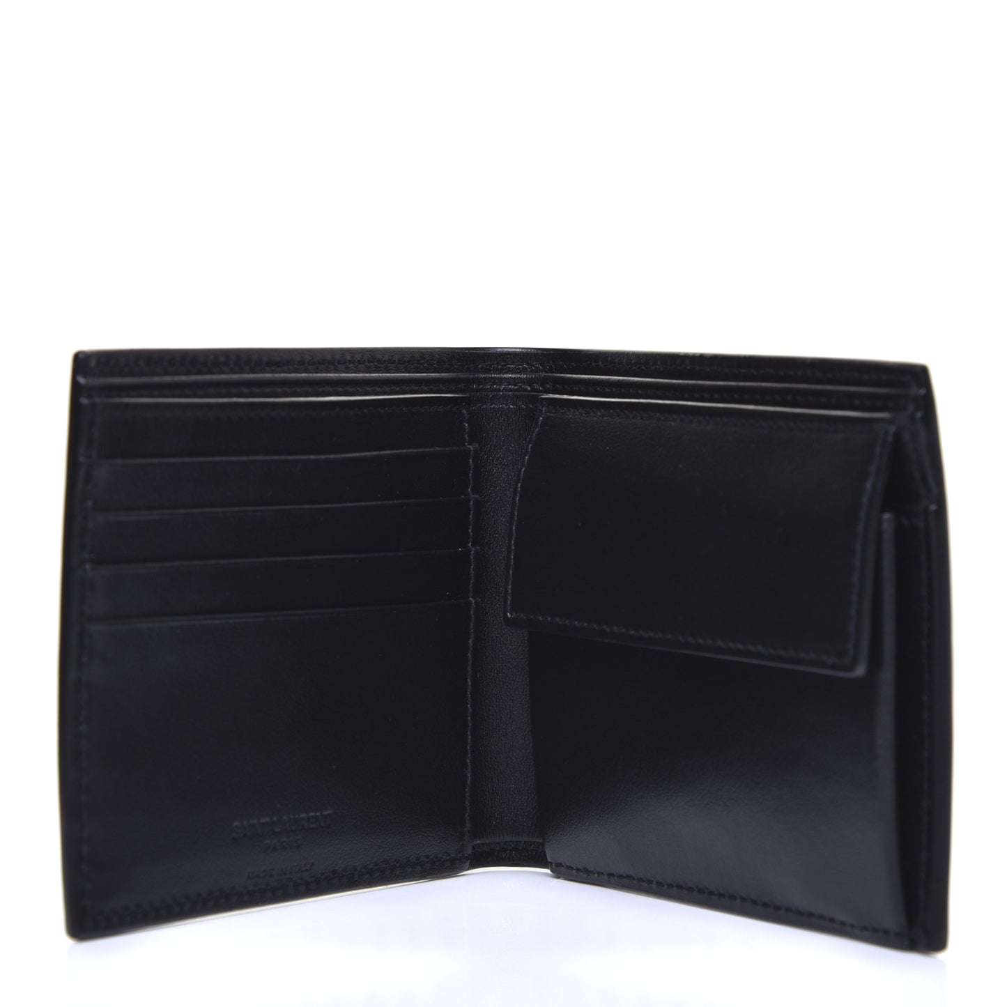 Calfskin Star Print Bi-Fold Wallet Black