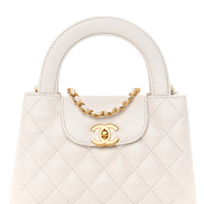 Chanel Shiny Aged Calfskin Quilted Nano Kelly Shopper White 8 of 13