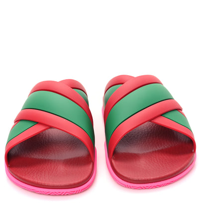 Gucci Rubber Web Womens Criss Cross Slide Sandals 39 Coral New Shamarock 2 of 9