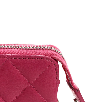 Chanel Lambskin Quilted Enamel Zipped Clutch Pink 10 of 14