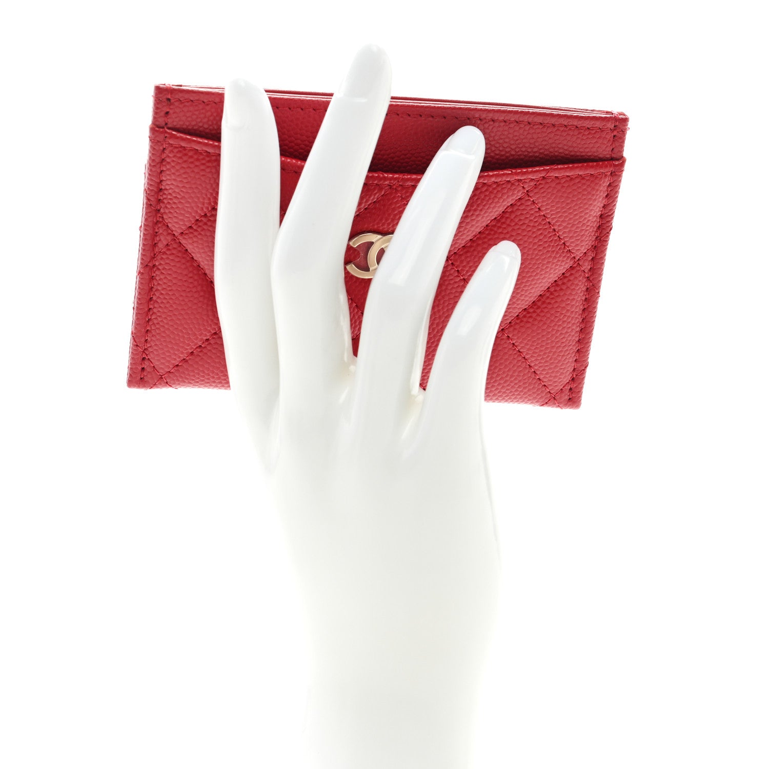 Chanel Caviar Quilted Card Holder Red 2 of 6