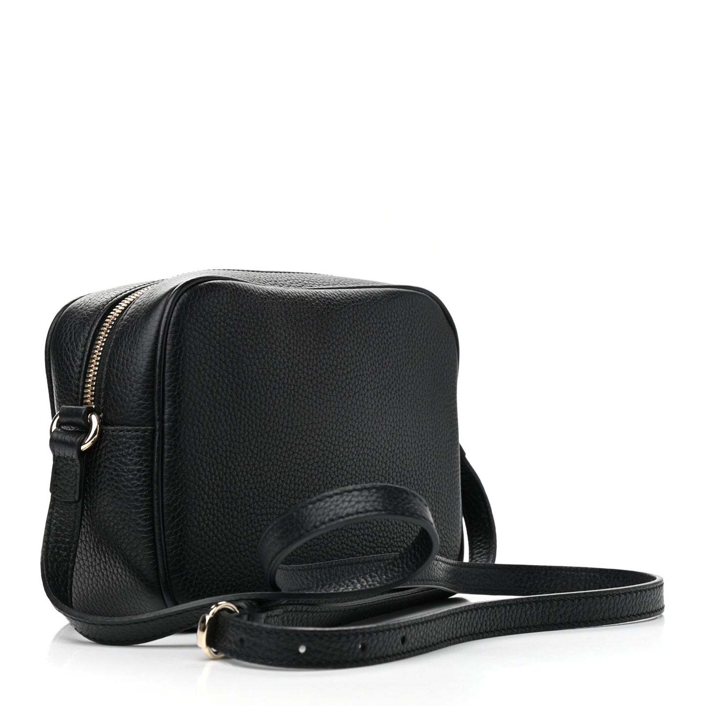 Pebbled Calfskin Small Soho Disco Bag Black