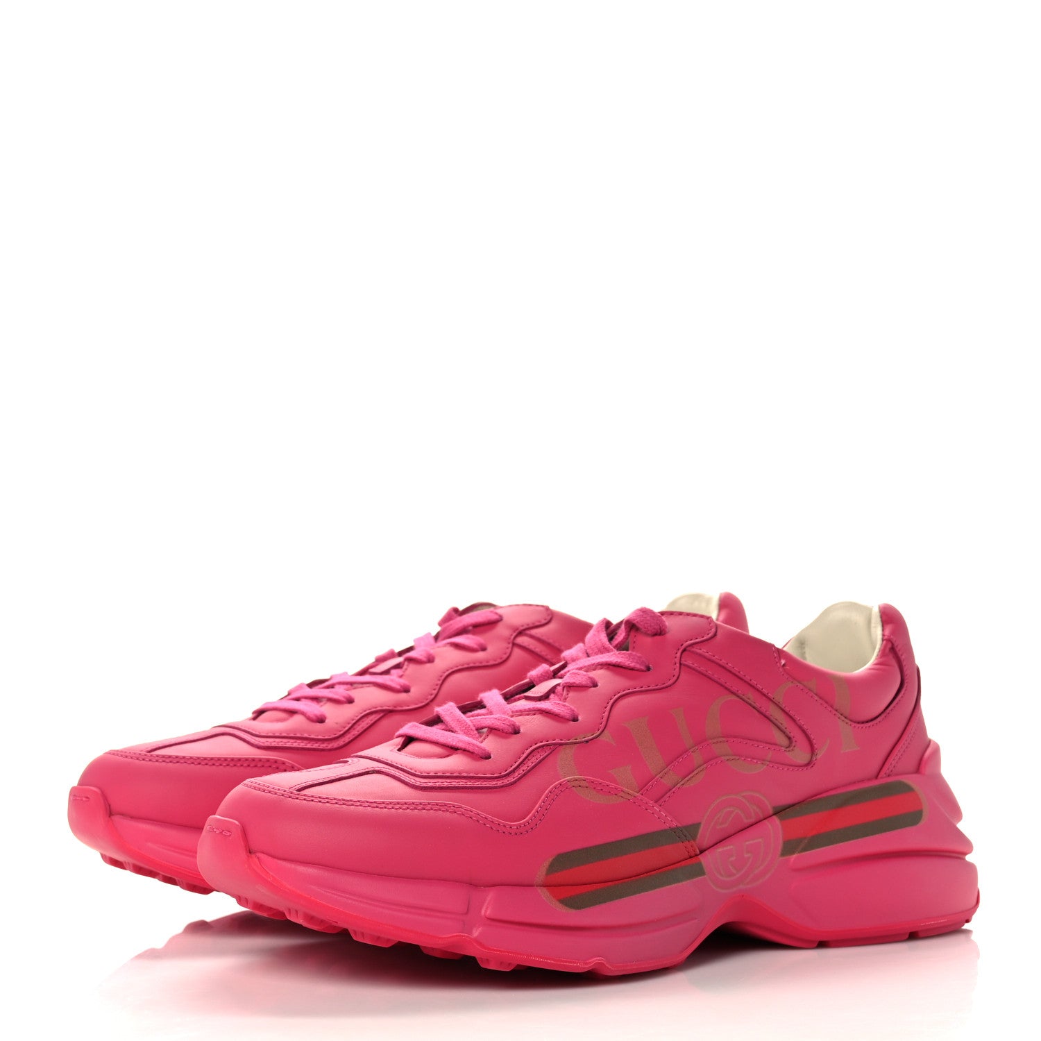 Gucci Calfskin Logo Mens Rhyton Sneakers 9 Box Pink 3 of 8