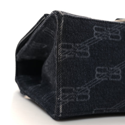 Balenciaga Washed Denim BB Monogram Small Hourglass Top Handle Bag Black 8 of 9