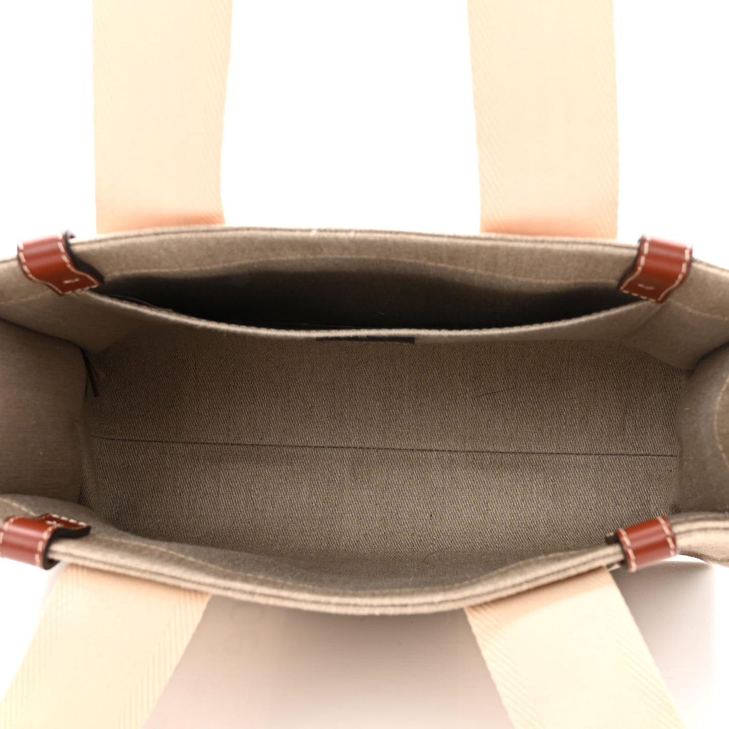 Cotton Calfskin Medium Woody Ribbon Tote White Brown