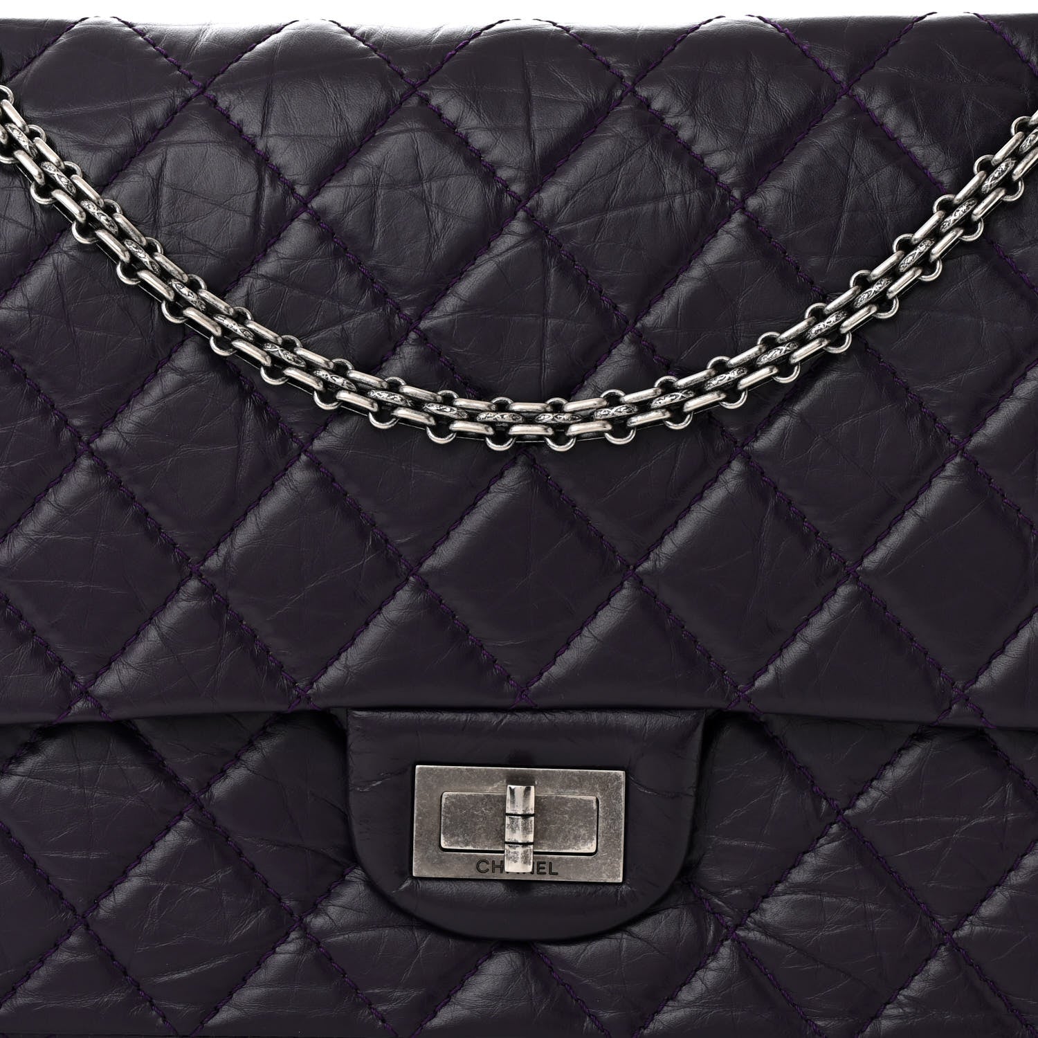 Chanel Aged Calfskin Quilted 2.55 Reissue 227 Flap Dark Purple 8 of 12