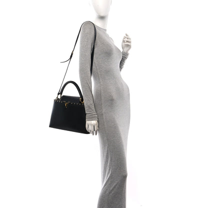 Louis Vuitton Taurillon Studded Capucines PM Black 2 of 9