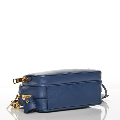 Prada Saffiano Lux Double Zip Crossbody Bag Bleuette 4 of 14