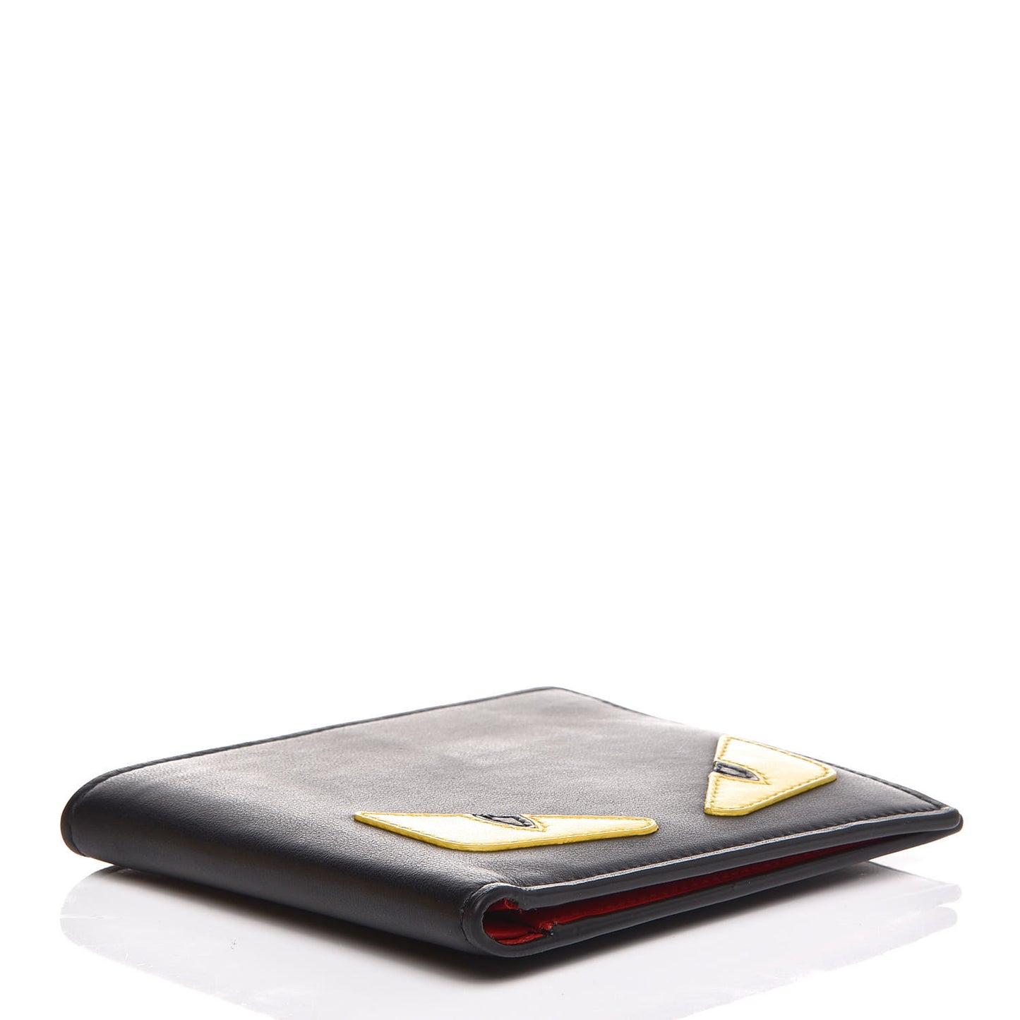 Vitello Century Monster Eyes Inlay Bi-Fold Wallet Black Giallo Rosso