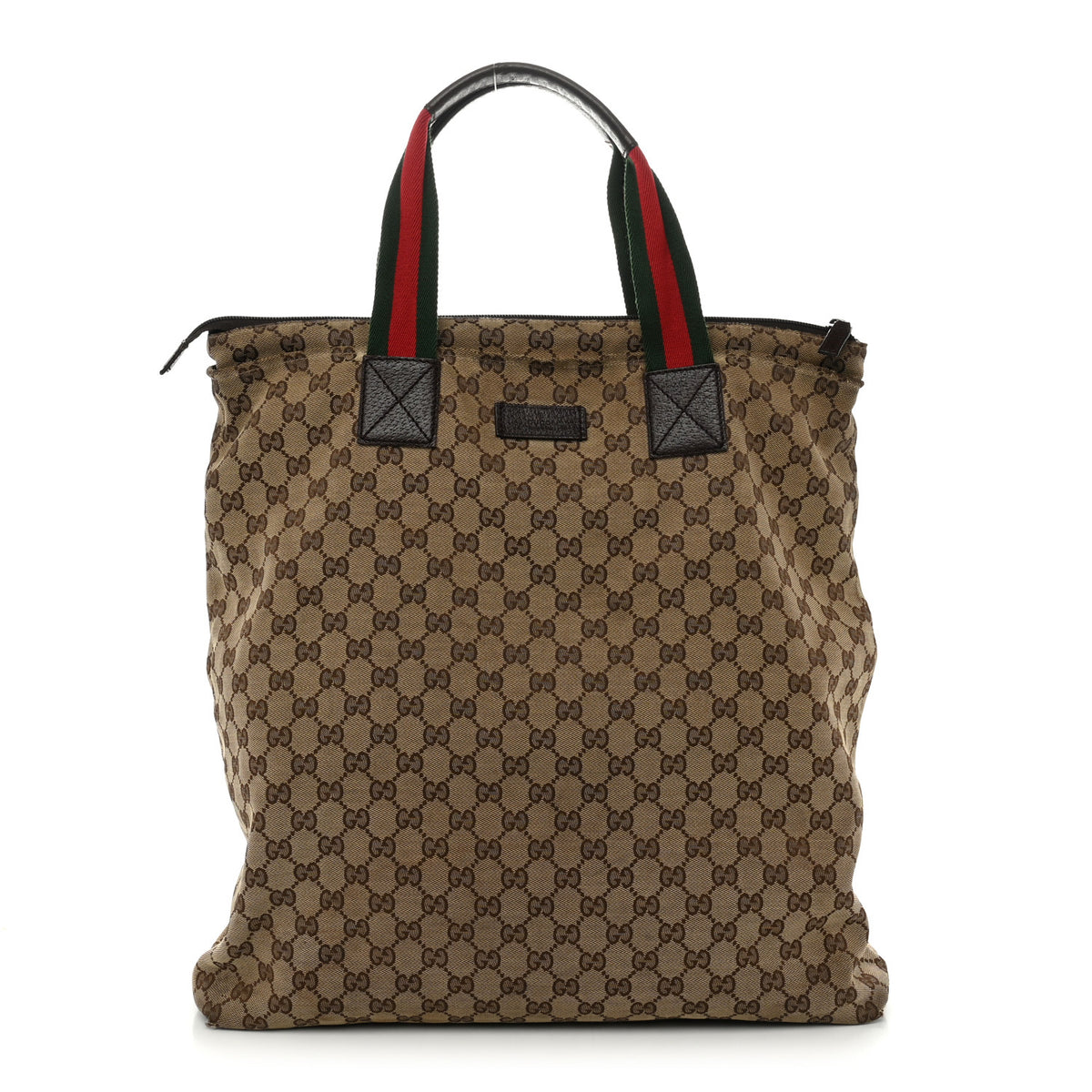 Gucci GG Monogram Large Web Handle Vertical Tote Dark Brown 1 of 27