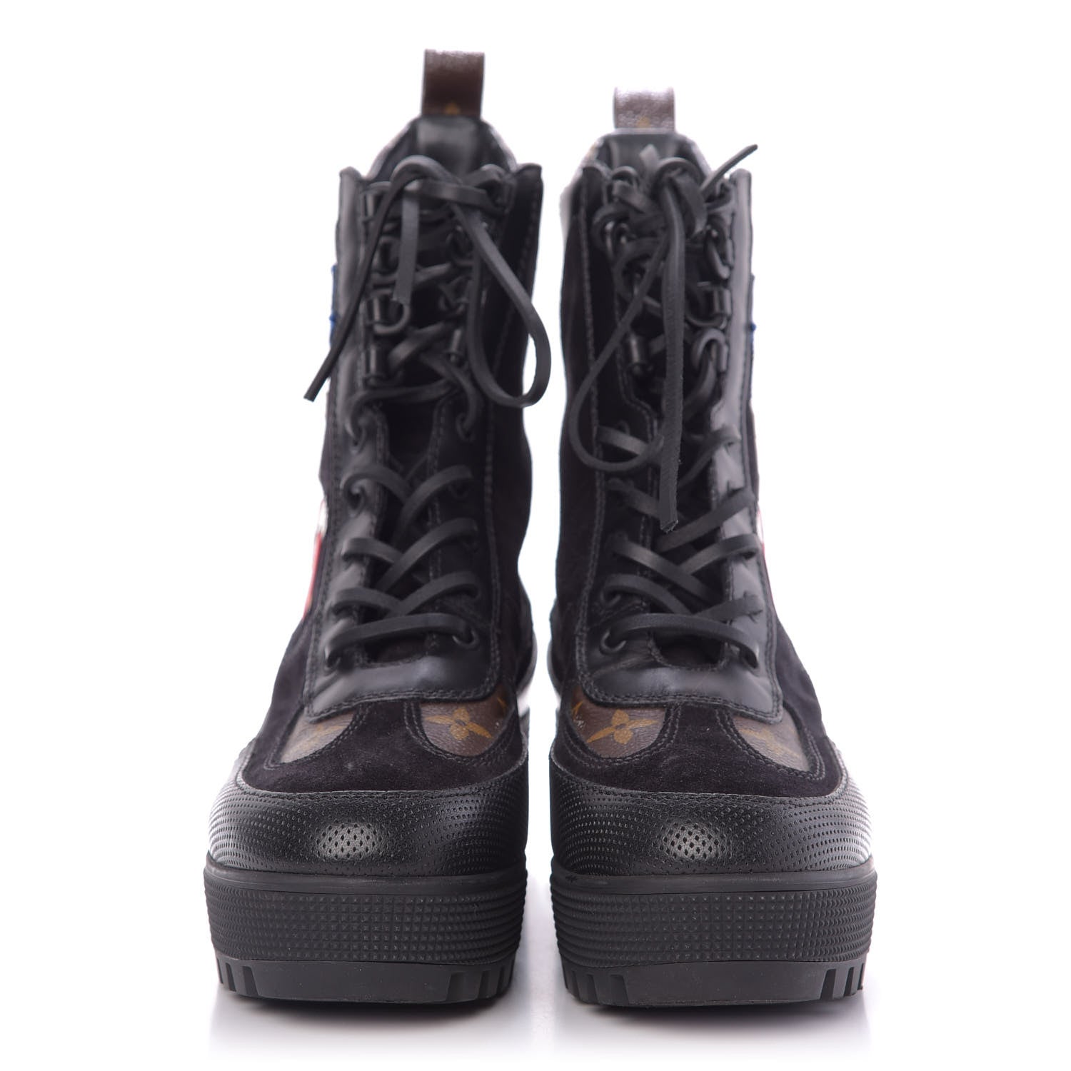 Louis Vuitton Suede Calfskin Monogram LV Black Heart Laureate Platform Desert Boots 37.5 Black 3 of 9