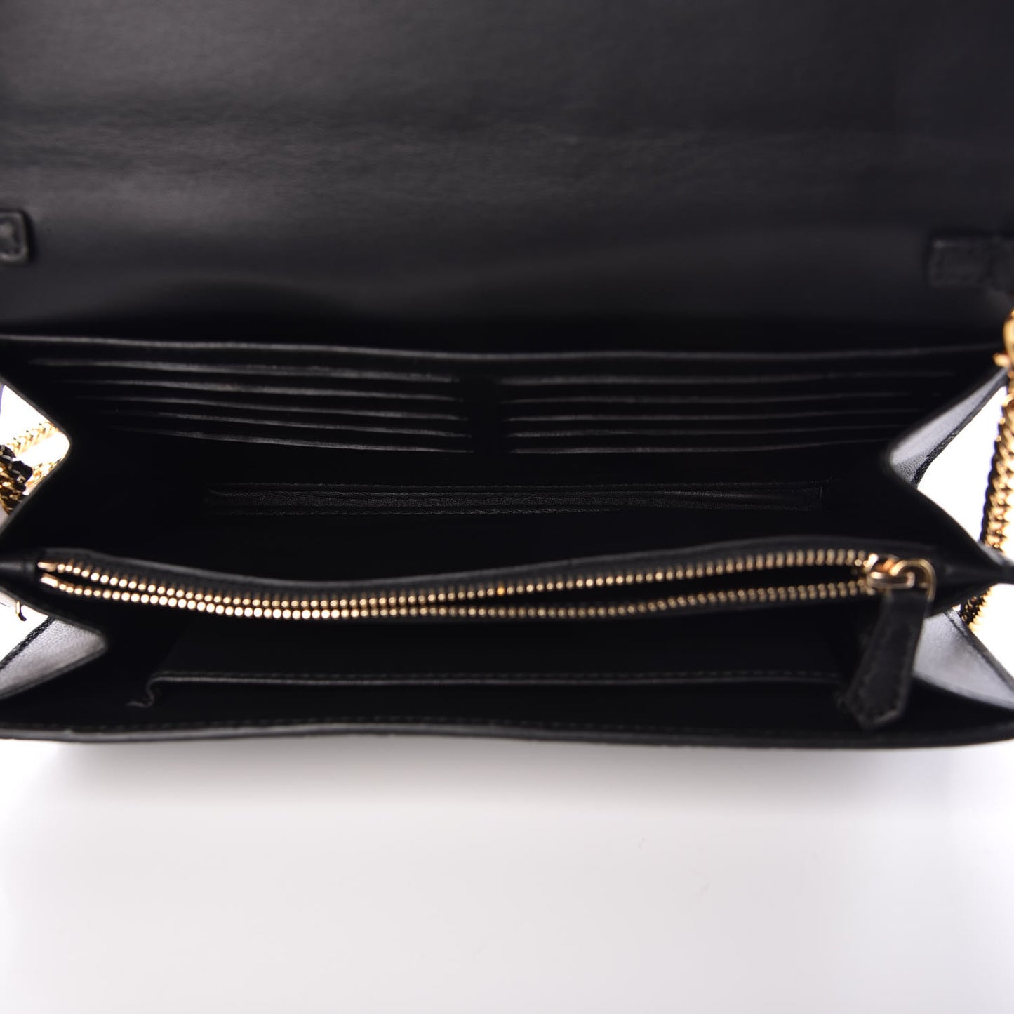 Patent Crocodile Embossed Wallet on Chain Black