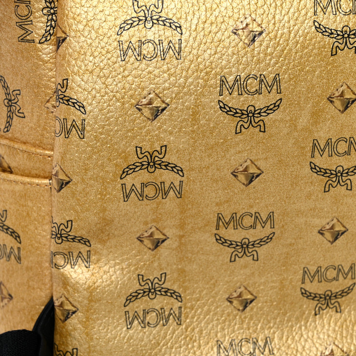 MCM Metallic Visetos Studded Small Dual Stark Backpack Gold 14 of 17