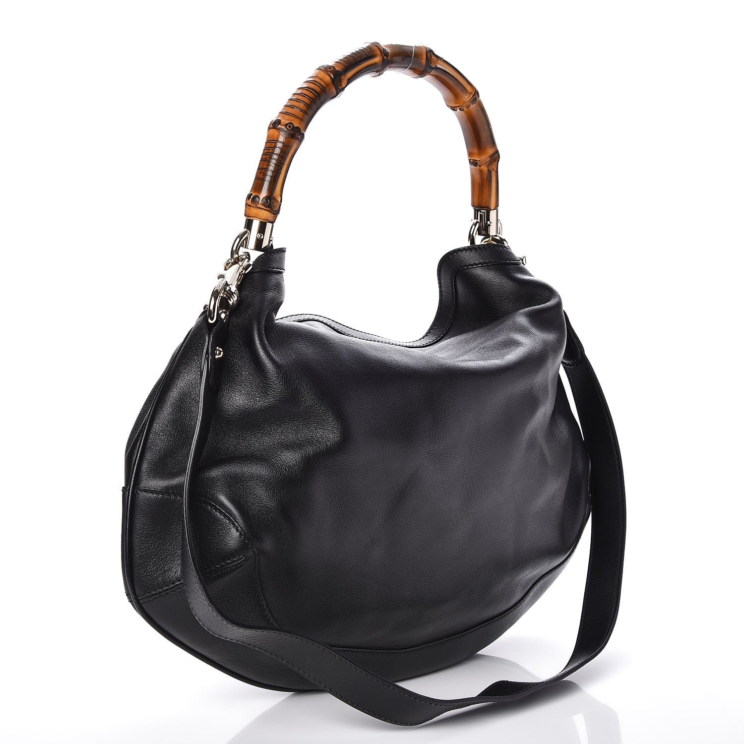 Gucci Calfskin Medium Peggy Bamboo Handle Hobo Black 3 of 7
