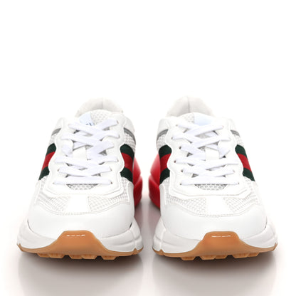 Gucci Lavaredo Eco Fabric Mesh Web Womens Rhyton Reflective Sneakers 36 Great White Green Red Silver 2 of 7